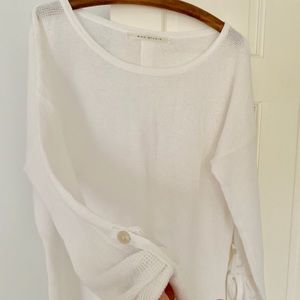 Max Studio white waffle cotton sweater
